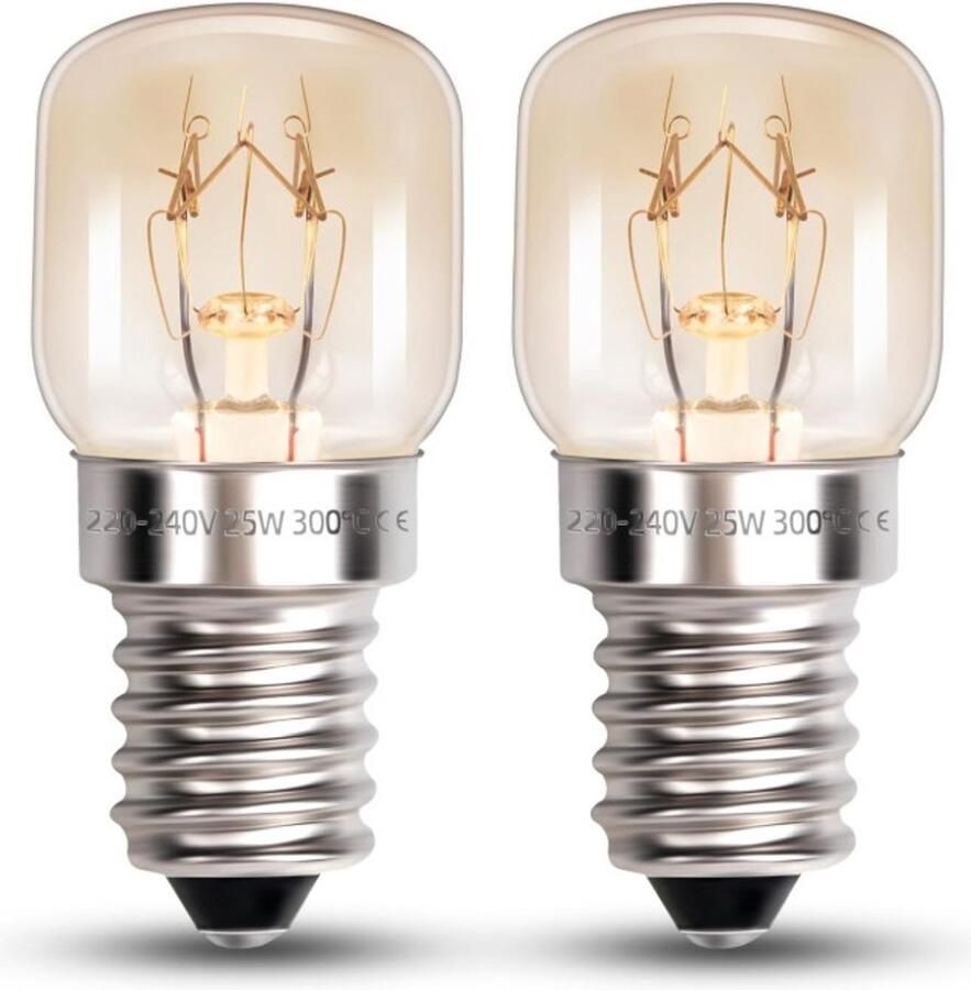Wakiki Altijd Handig! 2X Ovenlamp E14 25W 300°C – Hittebestendig – Helder – Voor Oven & Koelkast