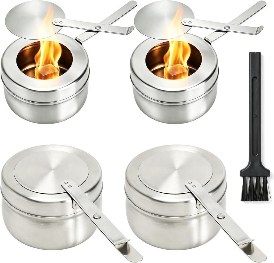Warmhoudplaatbranders RVS 4 stuks voor 200 g brandpasta