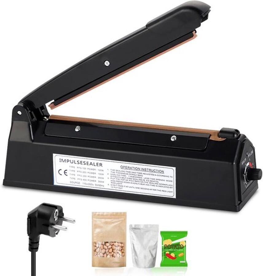 Warmte-sealapparaat folielasapparaat 200 mm folielasapparaat afdichtingsapparaat temperatuurcontrole hittesealmachine 3 mm afdichtingsbreedte balklasapparaat impulse Heat Bag Sealer