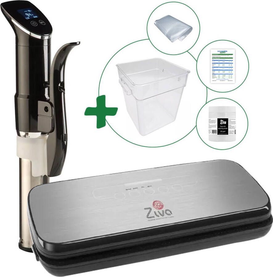 Wartmann Sous vide bundel met 1507(1300W) sous-vide stick Ziva Onetouch vacuümsealer Groot (18 liter) waterbak reservoir handige accessoires! - Foto 2