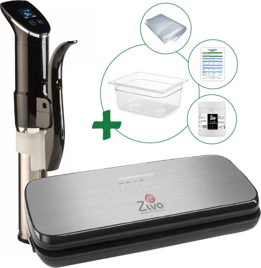 Wartmann Sous vide bundel met 1507(1300W) sous-vide stick Ziva Onetouch vacuümsealer Middelgrote (12 liter) waterbak reservoir handige accessoires! - Foto 2