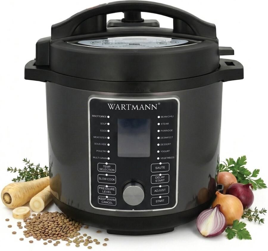 Wartmann Multicooker Slowcooker Rijst Koker Snelkookpan Sous Vide 6 liter RVS Binnenpan Duurzaam Energiezuinig Vaatwasserbestendig 16 in 1 Veilig