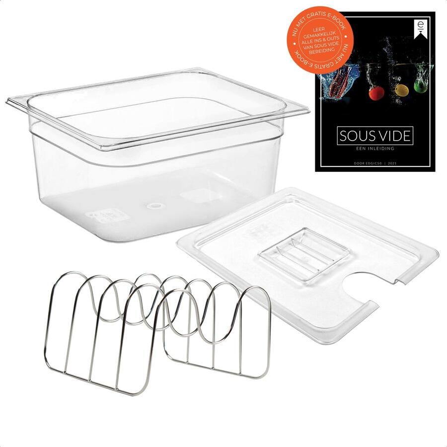Wartmann Sous Vide Set Waterbak 12 L + Deksel + RVS Rekje + Gratis E-book BPA-vrij & Vaatwasserbestendig