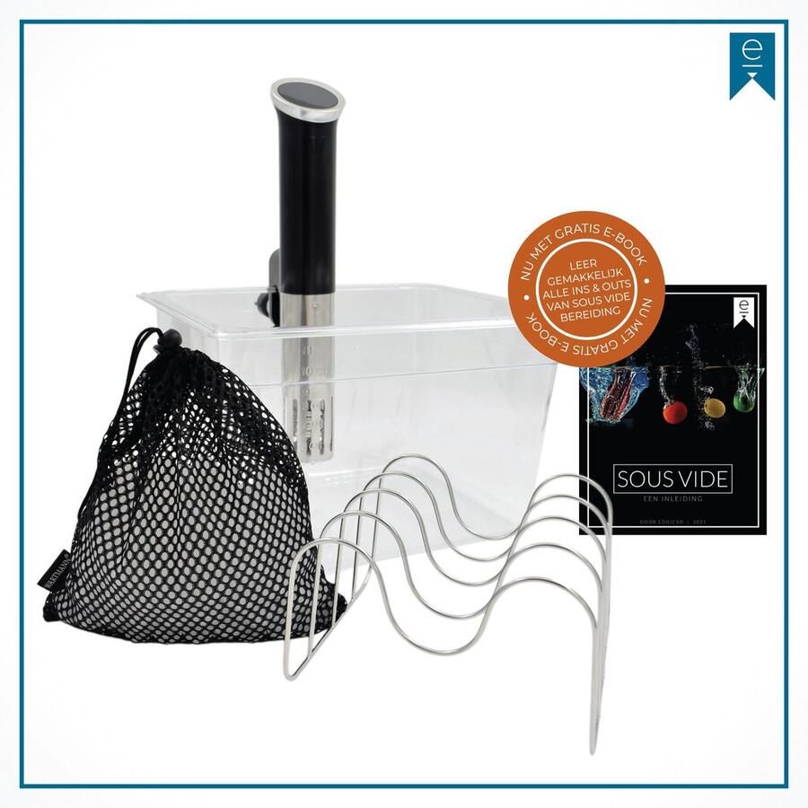 Wartmann Sous Vide Stick 1508 Complete Set Waterbak Rekje Isolatieballen Sous Vide kookboek (E-Book) NU MET GRATIS SOUS-VIDE REKJE T.W.V. €24 95!