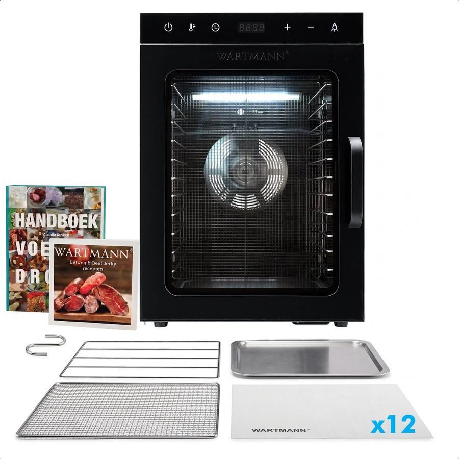 Wartmann Voedseldroger Set 12 Laags Droogoven Dehydrator Dubbelwandig RVS Vaatwasserbestendige Onderdelen Ruime Capaciteit Met 12 Siliconen Droogmatten Inclusief Handboek Voedseldrogen Nikkelvrij Stil WM 2512 - Foto 2