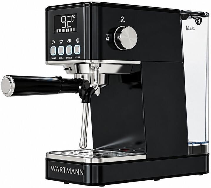 Wartmann WM-2501 EM (270277) Espressomachine 20 Bar – Voor Capsules & Gemalen Koffie met Stoompijp Zwart