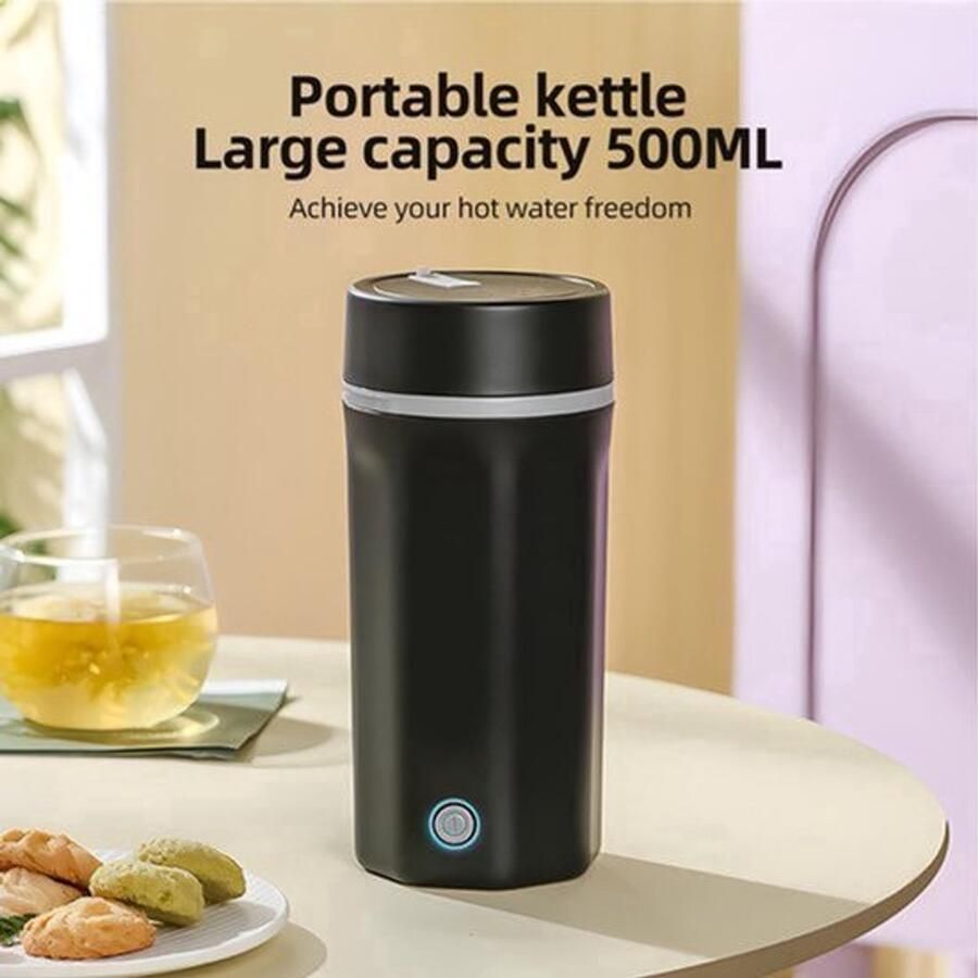 Waterkoker 500 ml Elektrische Reiswaterkoker 300 W Roestvrij Staal Draagbaar voor Thee Koffie Melk EU-stekker