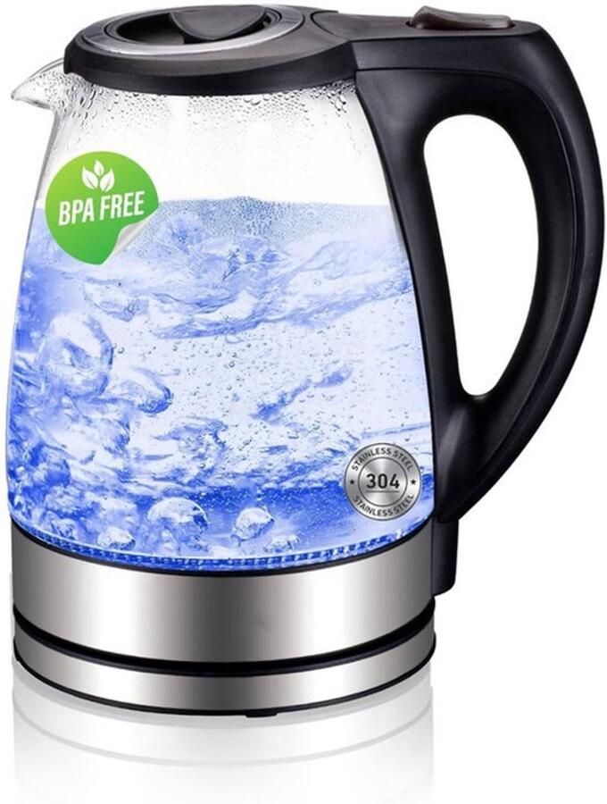 Waterkoker elektrische waterkoker inhoud 1 7 l blauwe led-display 2200 watt automatische uitschakeling 360° draaibaar