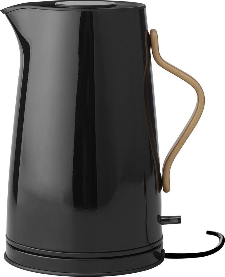 Waterkoker Emma elektrisch fornuis koffie- en theepot Scandinavisch filter droogkook-veiligheidsschakelaar met uitschakeling beukenhouten handvat 1 2 liter zwart EU-stekker
