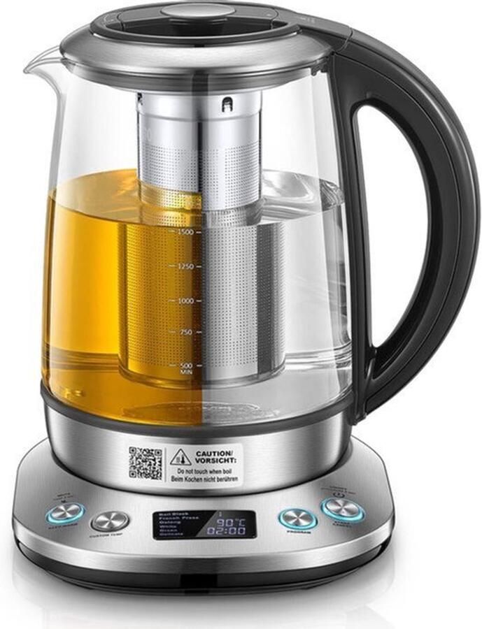 Waterkoker Glazen Temperatuurinstelling 2200 W 1 7 Liter Inhoud RVS Basisstation Voor Thee En Warm Water