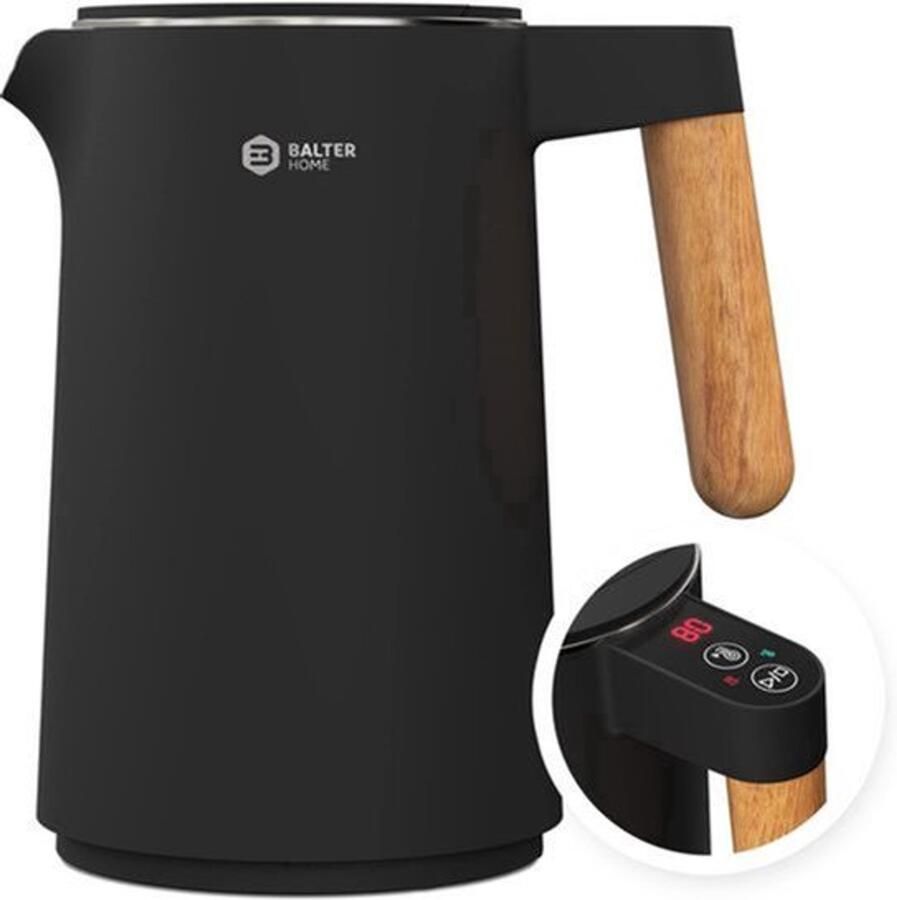 Waterkoker Met Temperatuurinstelling 1 5 Liter Capaciteit 2200 Watt Vermogen Roestvrij Staal Zwart Elektrische Ketel