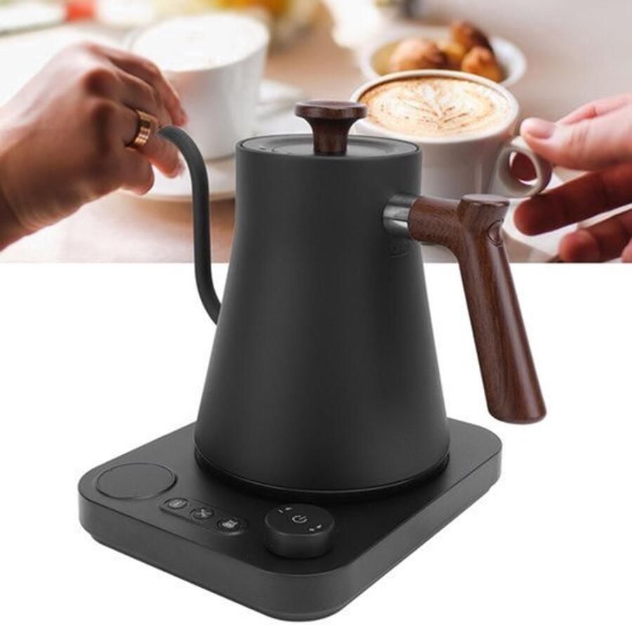 Waterkoker met temperatuurinstelling 1200 W roestvrijstalen zwanenhals elektrische theeketel van 40 tot 100 graden functie (EU-stekker 220 V)