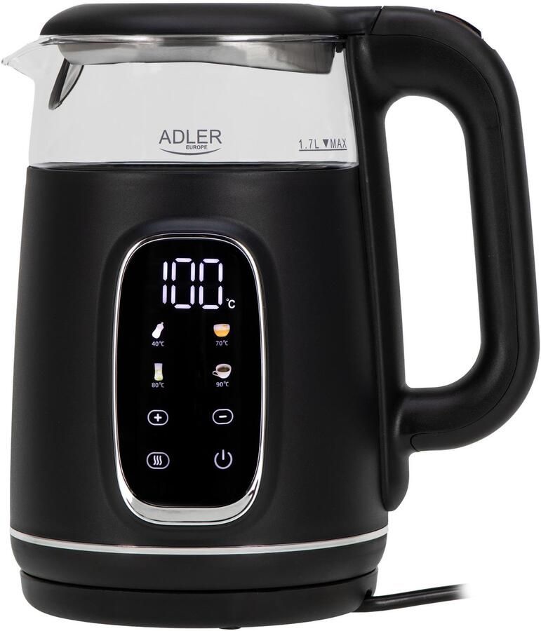 Waterkoker met temperatuurinstelling 2200 W waterkoker 1 7 l met led-display en touchpaneel 5 temperatuurprogramma's met warmhoudfunctie waterkoker met filter