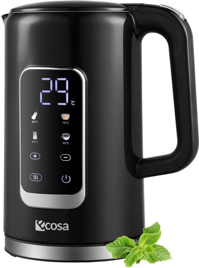Waterkoker van roestvrij staal met temperatuurinstelling (40 °C 100 °C) 1 7 liter 2200 watt 100% BPA-vrij warmhoudfunctie led-display met temperatuurkeuze waterkoker waterketel