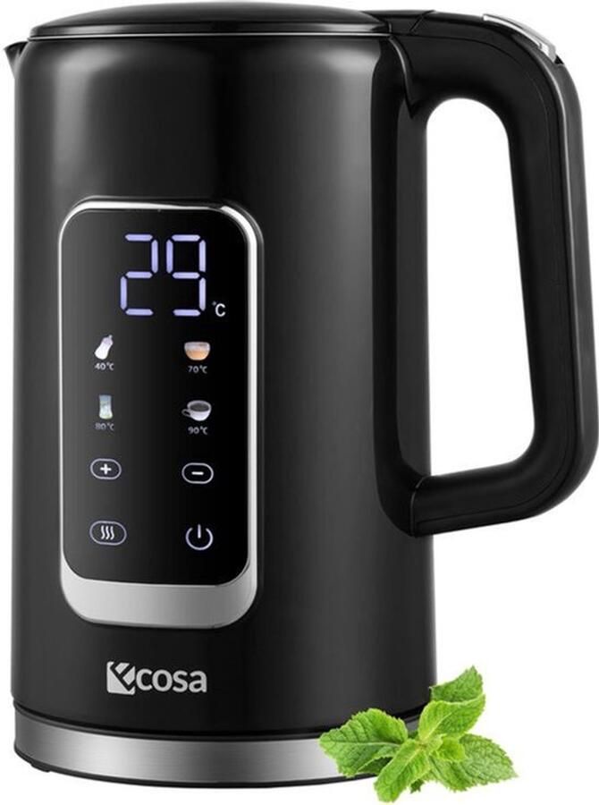 Waterkoker van roestvrij staal met temperatuurinstelling (40 °C 100 °C) 1 7 liter 2200 watt 100% BPA-vrij warmhoudfunctie led-display met temperatuurkeuze waterkoker waterketel