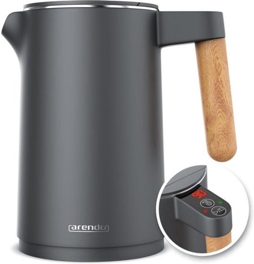 Waterkoker van roestvrij staal met temperatuurinstelling 45 °C 100 °C 1 5 liter dubbelwandig BPA-vrij Warmhoudfunctie Theekoker met temperatuurweergave Handvat Cool Touch