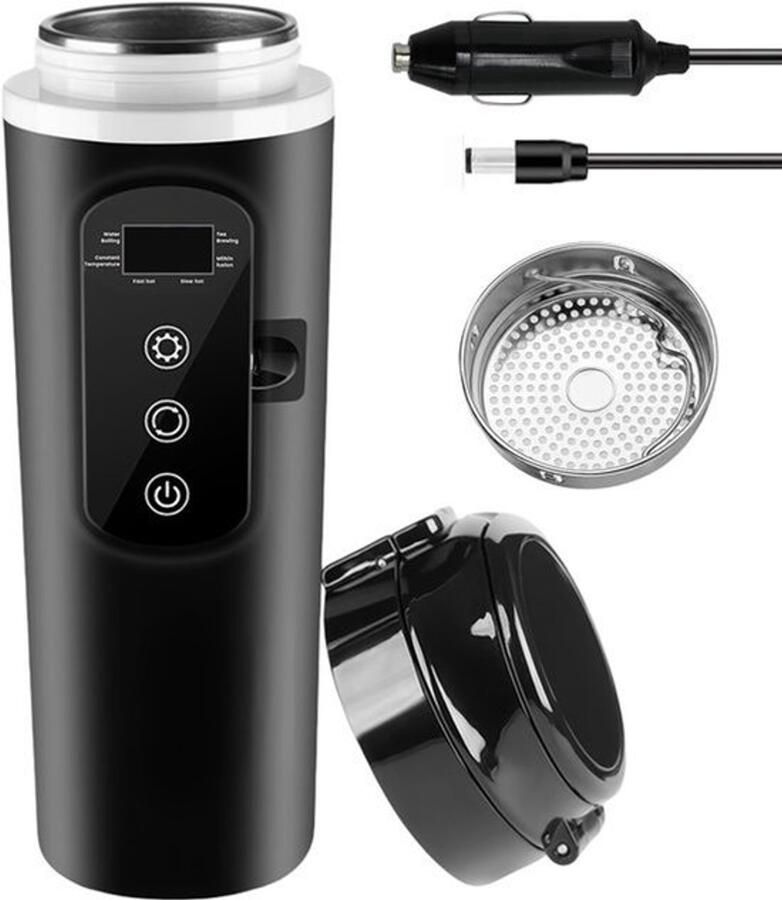 Waterkoker voor auto reiswaterkoker 500 ml draagbare autowaterkoker 12 V 24 V elektrisch met temperatuurregeling en lcd-display voor vrachtwagen camping reizen voor thee koffie babymelk