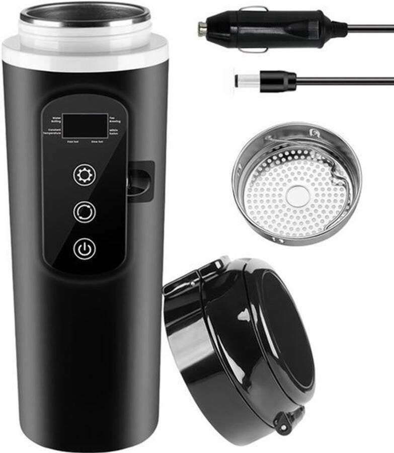 Waterkoker voor auto reiswaterkoker 500 ml draagbare autowaterkoker 12 V 24 V elektrisch met temperatuurregeling en lcd-display voor vrachtwagen camping reizen voor thee koffie babymelk