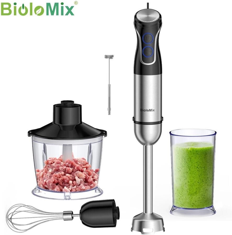 Waves Staafmixer set Hakmolen Melkopschuimer Hand blender Garde Maatbeker 5 in 1 RVS messen