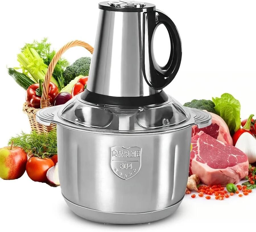 Waves Vleesmolen Hakmolen Groentesnijder Roestvrij Multifunctioneel Elektrisch Drie snelheid 5L