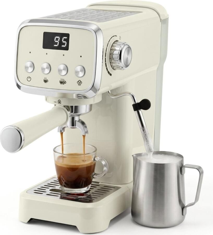 Wclavion Espressomachine met portafilter (20 bar) met melkschuimer en afneembaar waterreservoir van 1 2 liter voor espresso