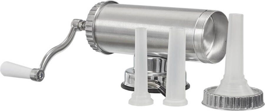 WDMT Professionele Worstmachine met 3 Spuitmondjes – Handmatige Worstenvuller Vleesvuller – DIY Worstmaker voor Huisgemaakte Worst & Gehakt – RVS Keukenapparaat – Zilver