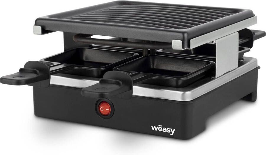 Weasy LUGA40 RACLETTE EN GRILL 4 PERSEN 600W Anti -adhesive onthullend 19 7x19.7cm Verwijderbare plaat - Foto 2