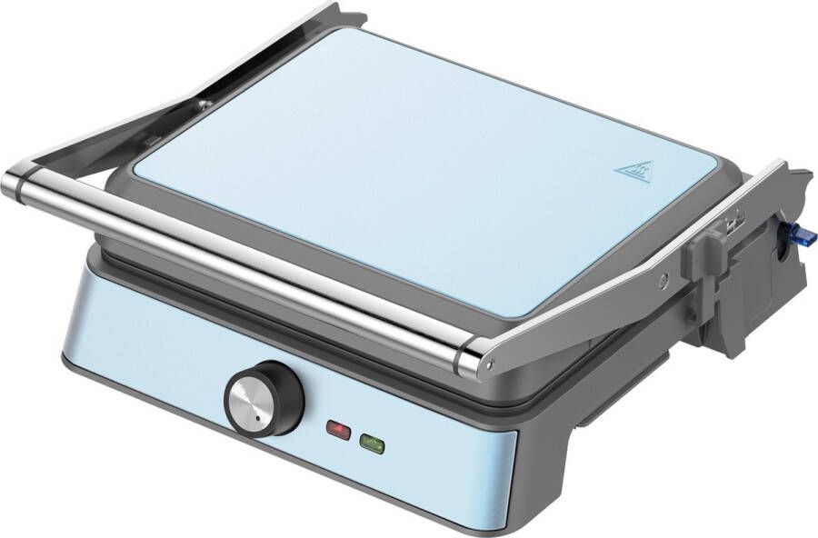 Westinghouse Retro Contactgrill 29 x 24 cm 180° voor dubbelzijdig grillen 2200W Tosti apparaat Instelbare temperatuurregeling Panini grill Tosti ijzer Blauw