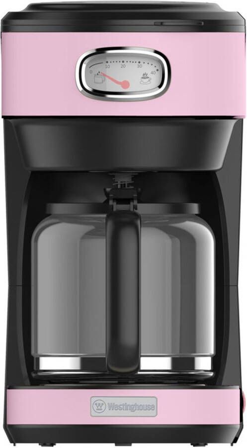 Westinghouse Retro Koffiezetapparaat – Filterkoffie – Herbruikbaar Filter – 1 25L – 10 Koppen – 1000W – Roze