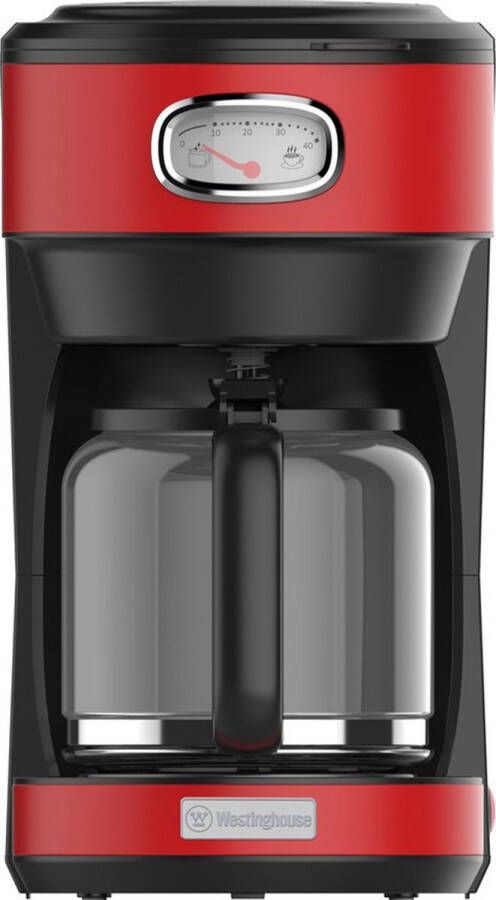 Westinghouse Retro Koffiezetapparaat – Filterkoffie – Herbruikbaar Filter – 1 25L – 10 Koppen – 1000W – Rood