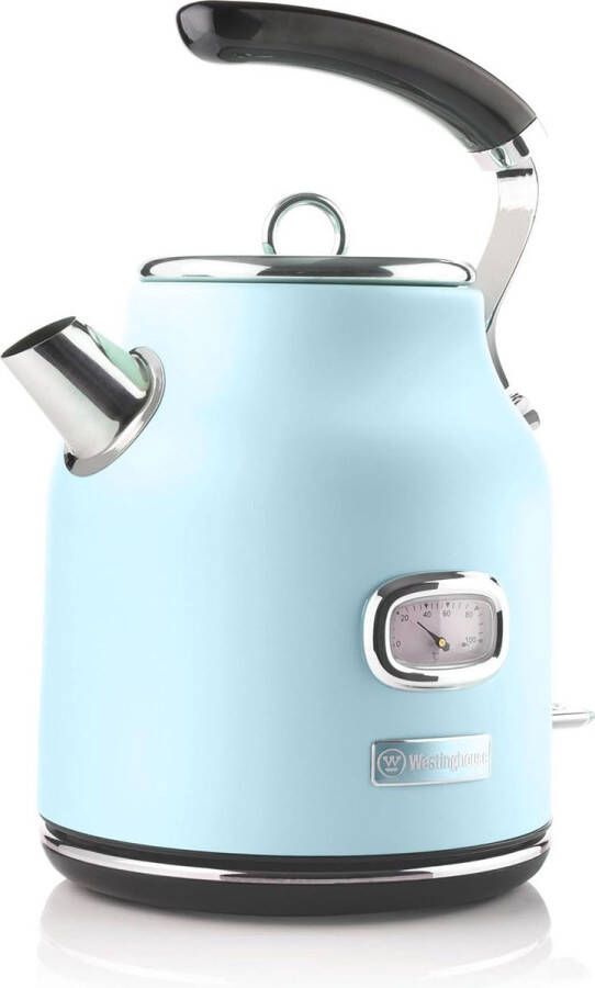 Westinghouse Retro Waterkoker – 1 7L – Elektrische Waterkoker – BPA-vrij – Met Kalkfilter – 2200W – Blauw