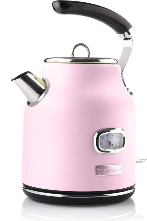 Westinghouse Retro Waterkoker – 1 7L – Elektrische Waterkoker – BPA-vrij – Met Kalkfilter – 2200W – Roze