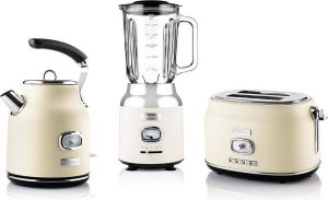 Westinghouse Retro Waterkoker + Broodrooster 2 Sleuven + Blender Wit