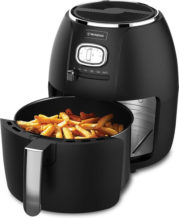 Westinghouse Retro Airfryer 1500W Heteluchtfriteuse 4L PFAS-Vrij tot 200 Graden Tot 4 personen Zwart