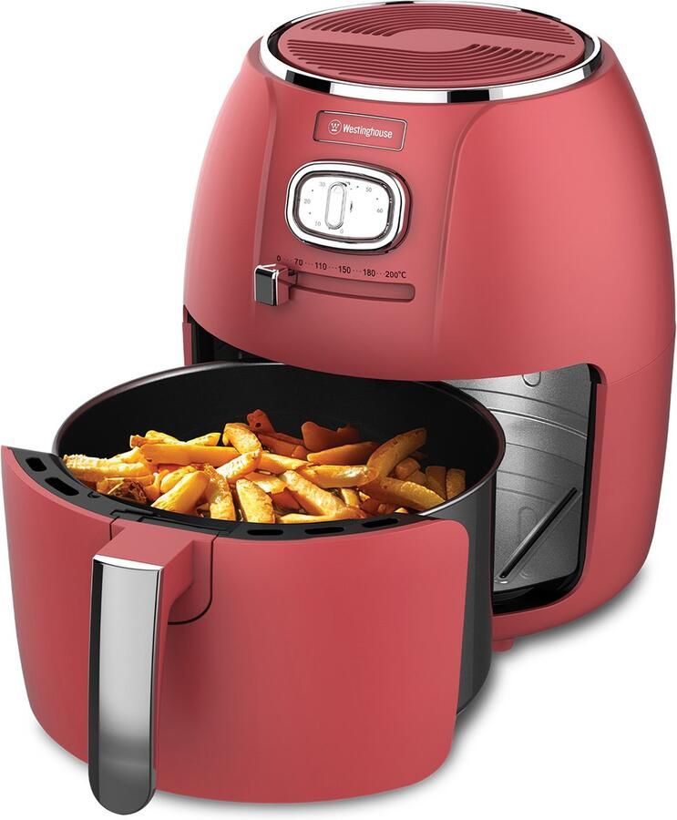 Westinghouse Retro Airfryer 1500W Heteluchtfriteuse 4L PFAS-Vrij tot 200 Graden Tot 4 personen Rood