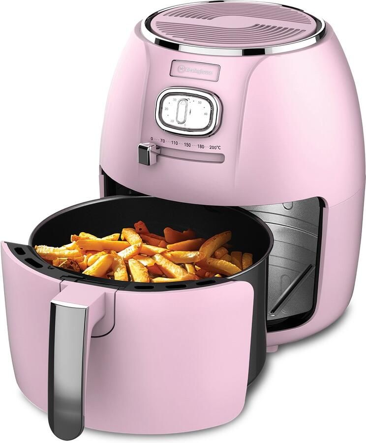 Westinghouse Retro Airfryer 1500W Heteluchtfriteuse 4L PFAS-Vrij tot 200 Graden Tot 4 personen Roze