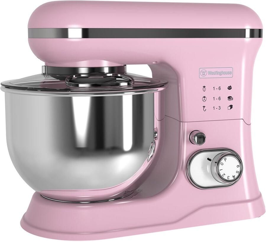 Westinghouse Retro Standmixer 1200W Keukenmachine 5L Mengkom Keukenrobot Keukenmixer Foodprocessor Roze