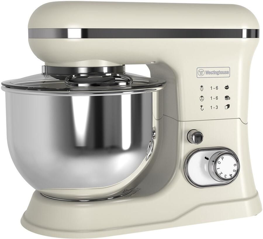 Westinghouse Retro Standmixer 1200W Keukenmachine 5L Mengkom Keukenrobot Keukenmixer Foodprocessor Beige