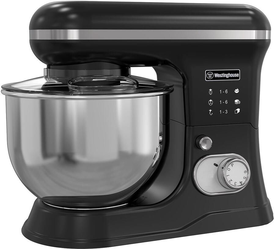Westinghouse Retro Standmixer 1200W Keukenmachine 5L Mengkom Keukenrobot Keukenmixer Foodprocessor Zwart