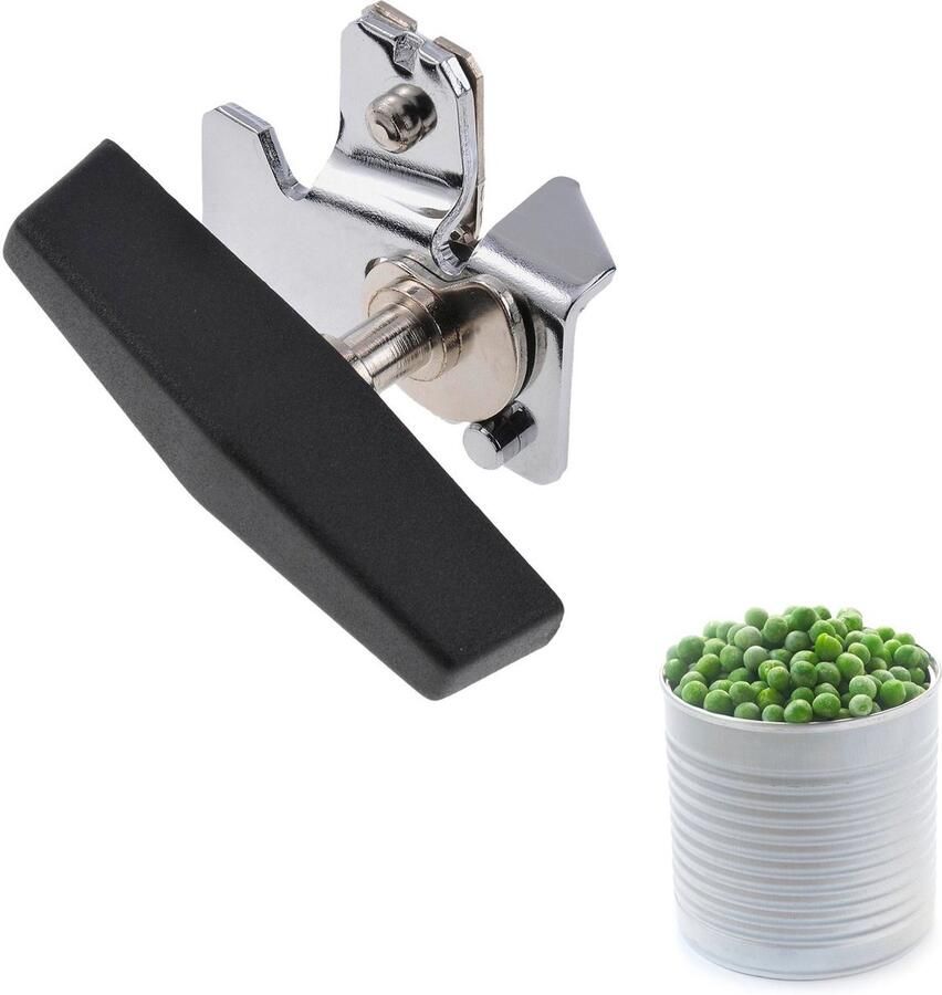 Westmark blikopener compact lengte: 7 8 cm staal verchroomd kunststof automatisch monopoly uitvoering zilver zwart 12223360