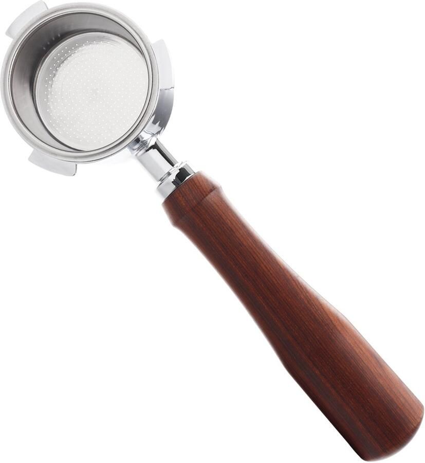 Whiqutey 51mm Bodemloze Portafilter Met Massief Houten Handgreep 1st Voor Delonghi EC685 EC680 Roestvrijstalen Duitse Koffiemachine Houder Professionele Espresso Upgrade