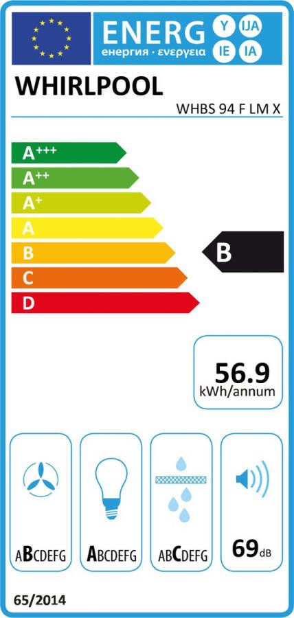 Whirlpool WHBS 94 F LM X Afzuigkap vlakscherm Zilver