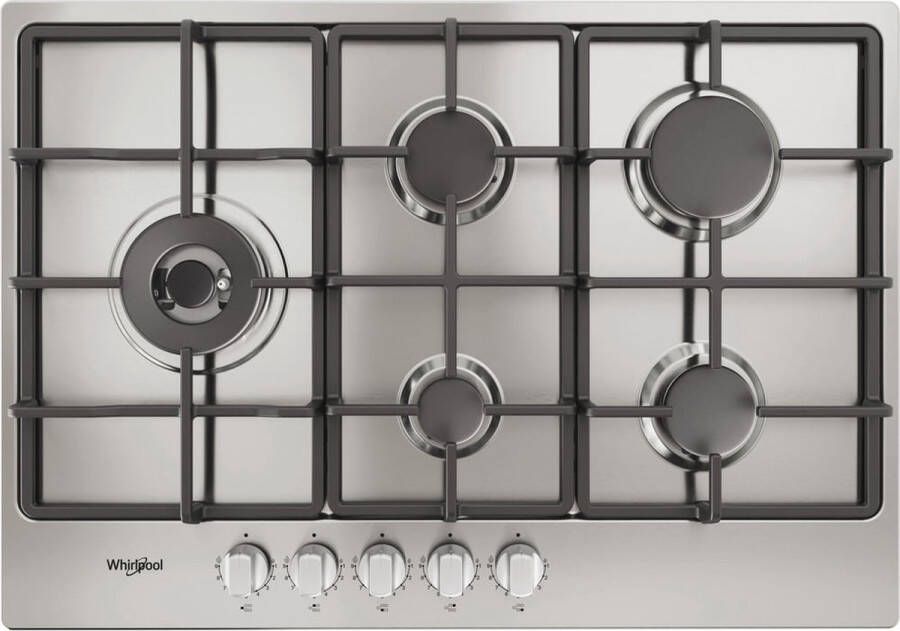 Whirlpool TGML 761 IX R Roestvrijstaal Ingebouwd 73 cm Gaskookplaat 5 zone(s)