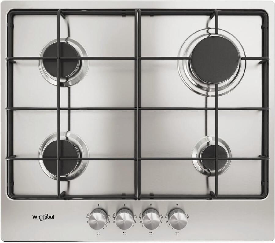 Whirlpool TGML 650 IX kookplaat Roestvrijstaal Ingebouwd 58 cm Gaskookplaat 4 zone(s)