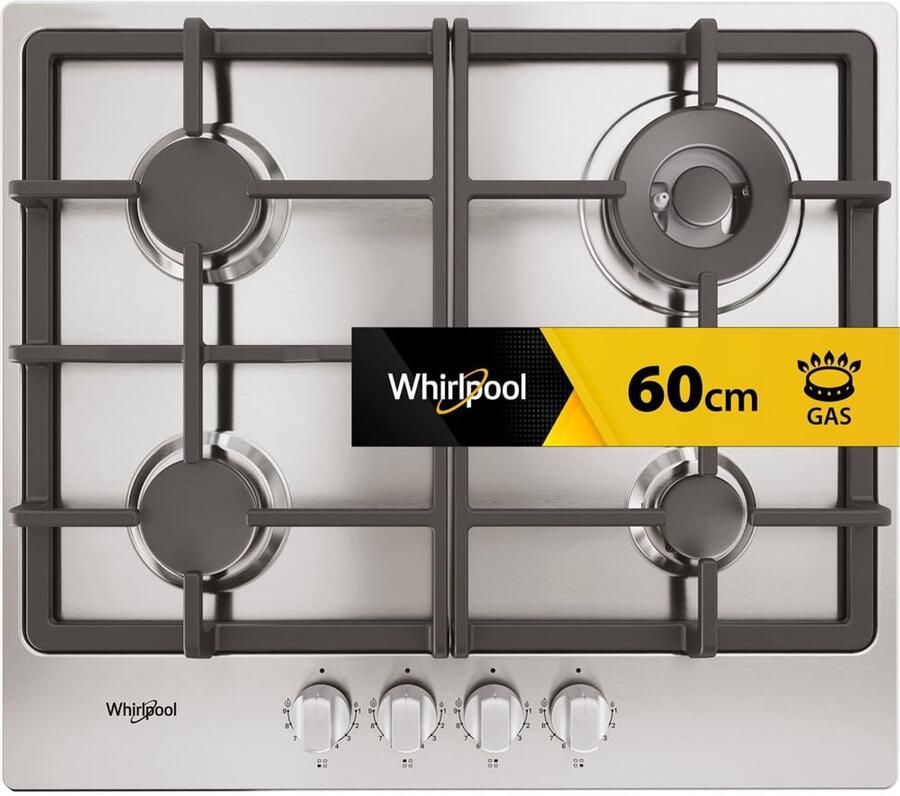 Whirlpool TGML 661 IX R Roestvrijstaal Ingebouwd 58 cm Gaskookplaat 4 zone(s)