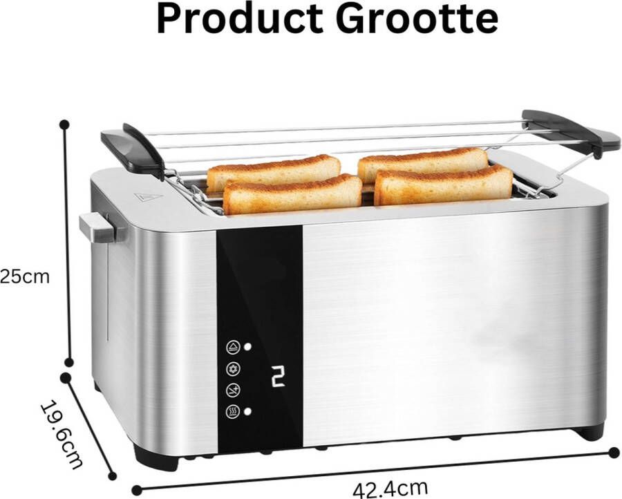 White-label Broodrooster met Tostiklemmen Toaster Broodroosters Zilver - Foto 2