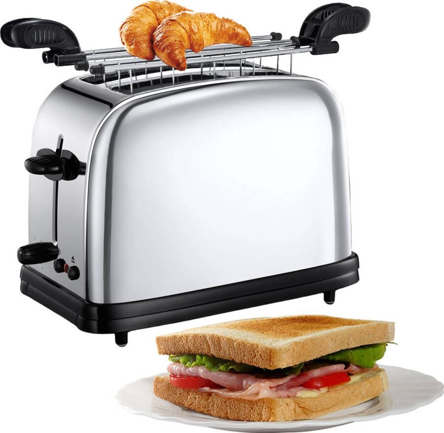 White-label Broodrooster met Tostiklemmen Toaster Broodroosters Zilver