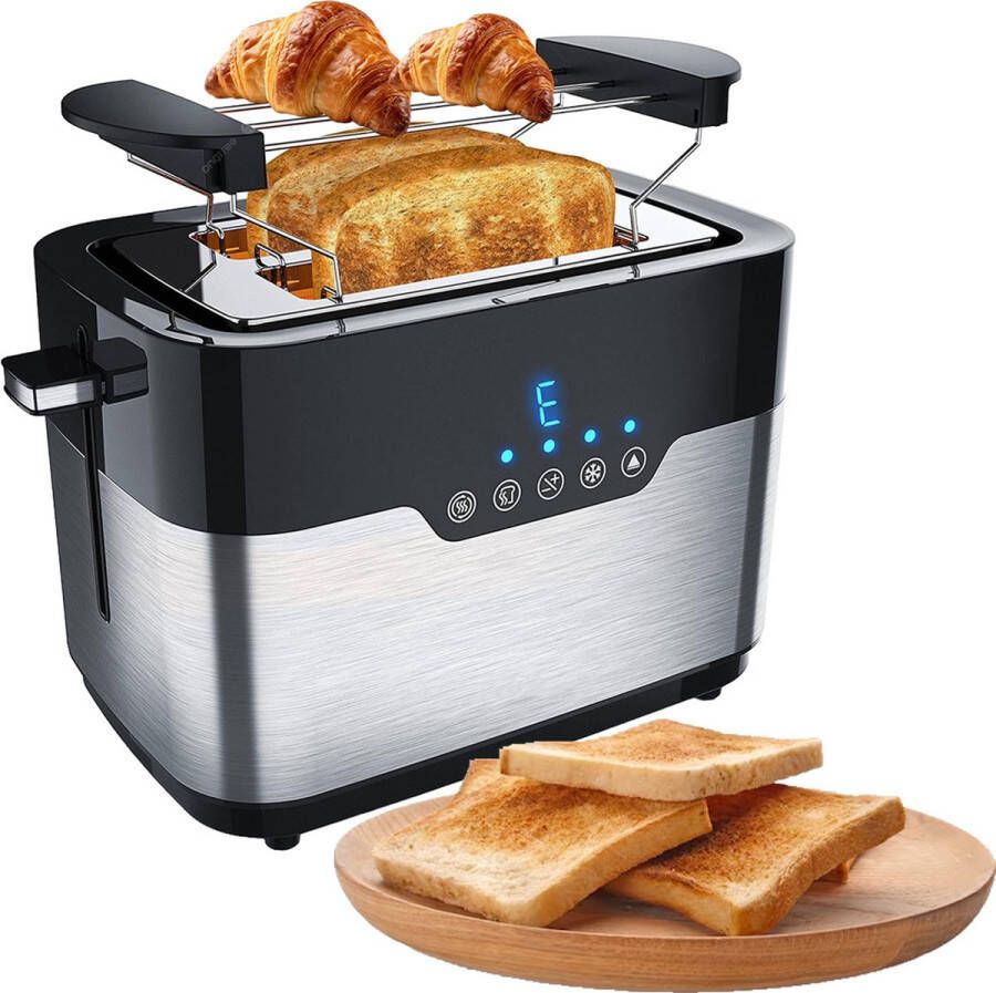 White-Label Broodrooster met Tostiklemmen Toaster Broodroosters Zwart met Zilver