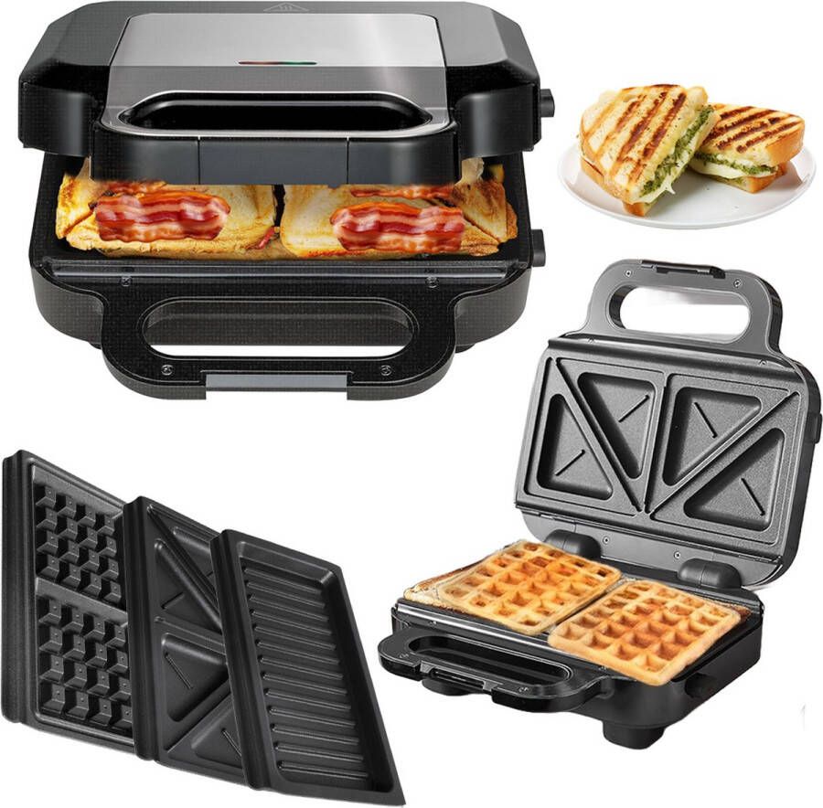 White-label Tosti Apparaat Broodrooster Tosti Grill Apparaten Zwart met Zilver