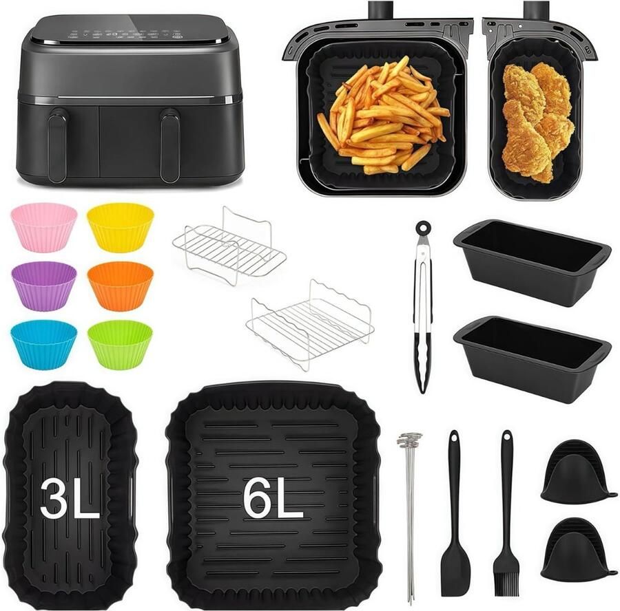 White-Label Airfryer Accessoires Siliconen Bakje Bakpapier -Multikleur